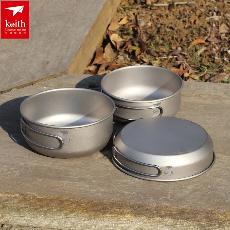 Camping Hiking Cooking - Keith 3PCS Titanium Cookware Pans Bowls