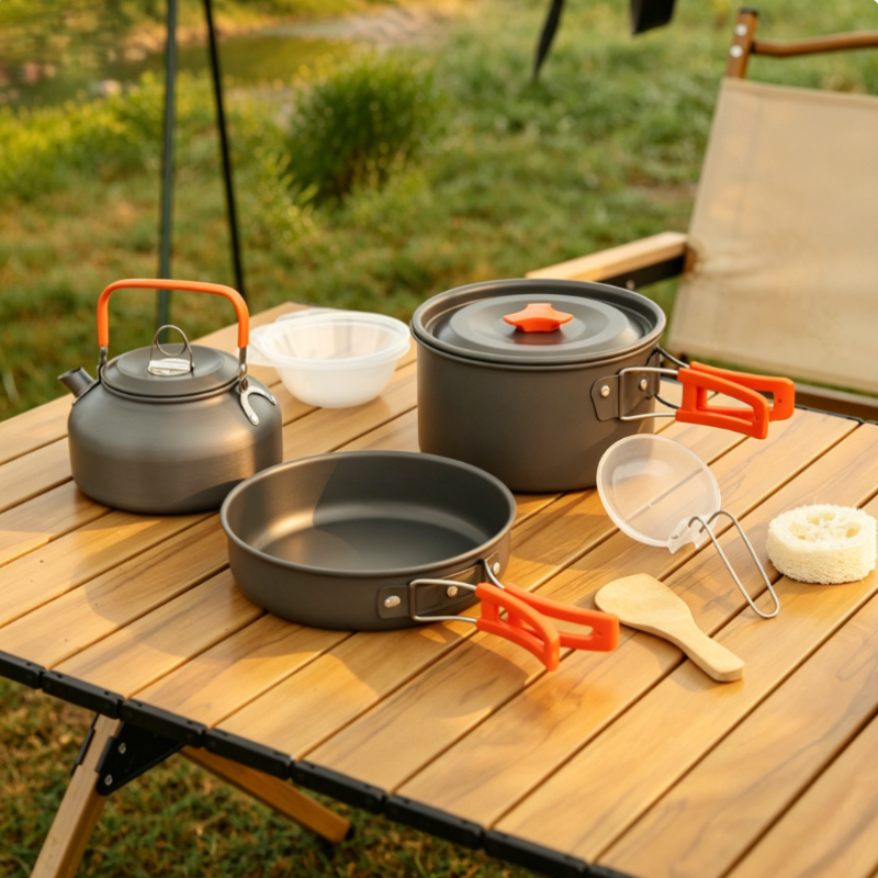 Outdoor Aluminum Alloy Camping - огляд і ціна Camping Cooking Set With Kettle