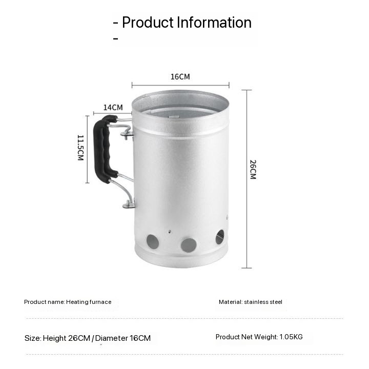 -FAVOUR Auplex Kamado Stainles - огляд і ціна Charcoal Chimney Starter