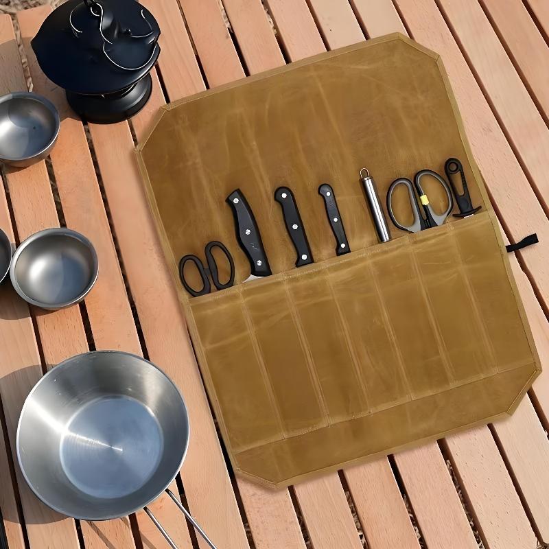 Waxed Canvas Chef Knife Roll M - огляд і ціна Camping Cooking Utensil Holder
