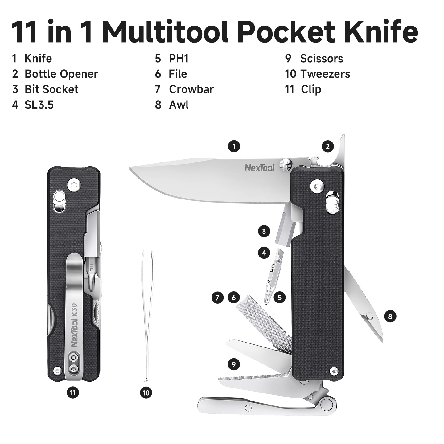 Nextool Knight K30 11-in-1 Mul - огляд і ціна Camping Cooking Knife Set