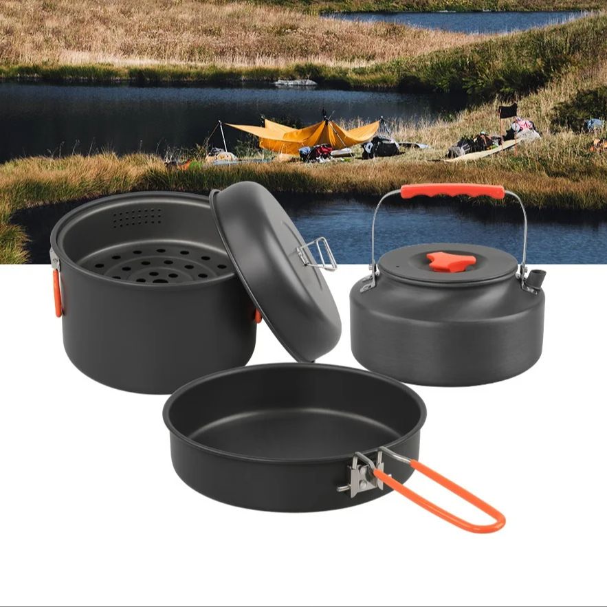 Outdoor Cookware Set Camping C - огляд і ціна Camping Cooking Set With Kettle