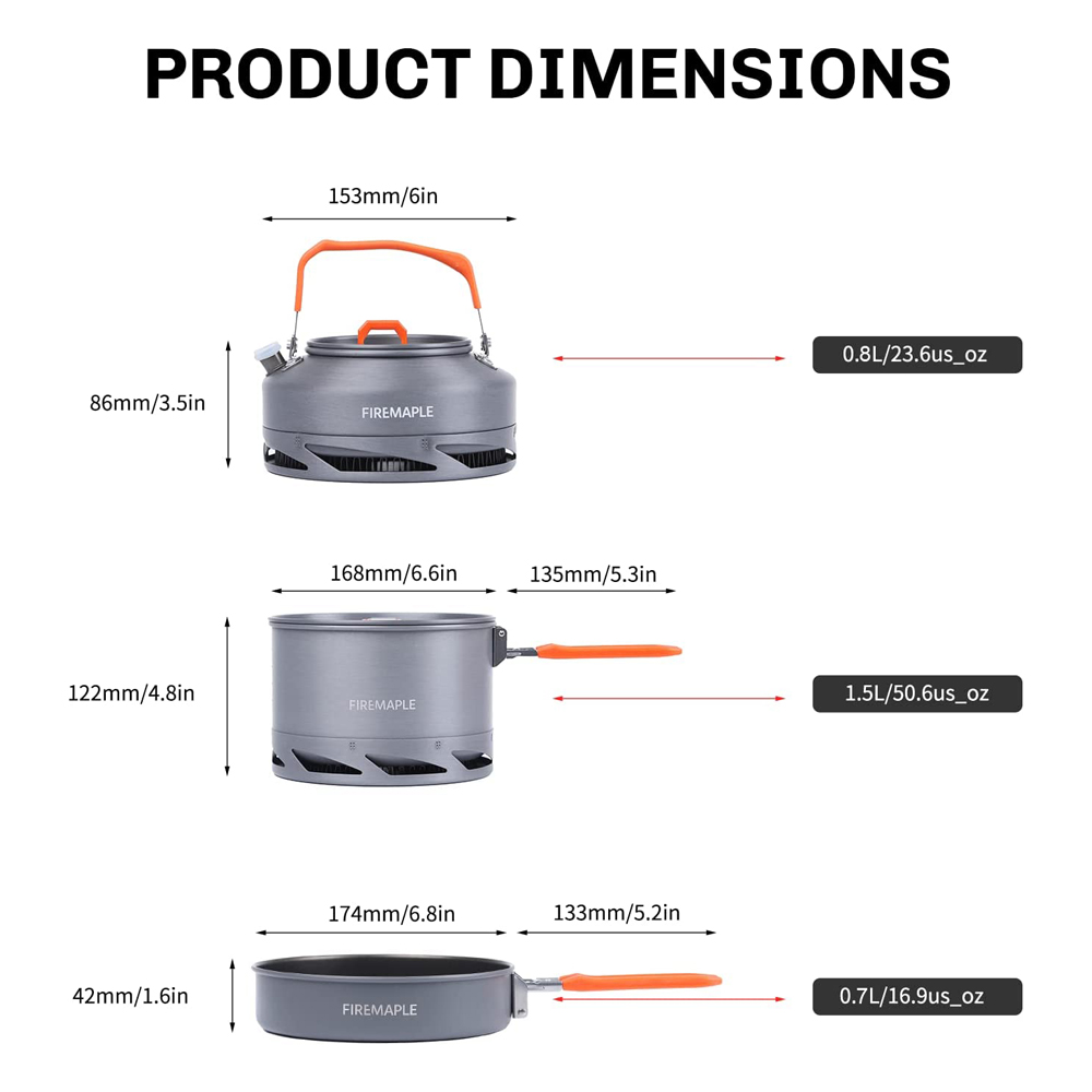 Fire Maple Camping Cookware Ut - огляд і ціна Camping Cooking Set With Kettle