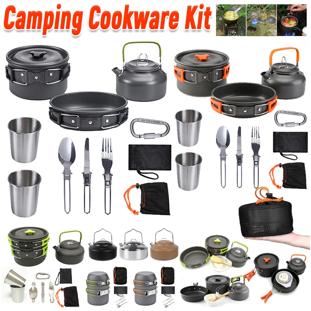 Camping Cookware Kit Kettle Po - огляд і ціна Camping Cooking Set With Kettle